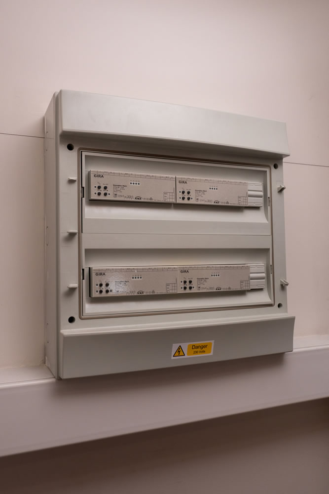 Behind-the-scenes view of professional AV and network cabling installation